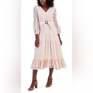 Taylor Polka Dot Sheer Tiered Maxi Dress, NWT, Size 10